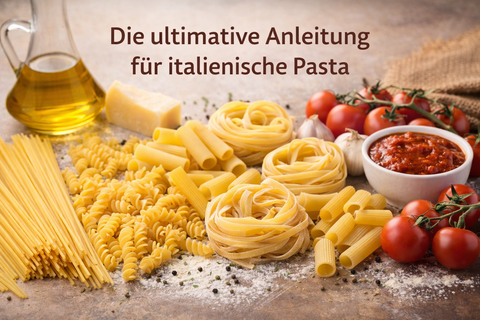 italienische pasta verschiedene sorten spaghetti penne tagliatelle mit tomatensauce und olivenoel