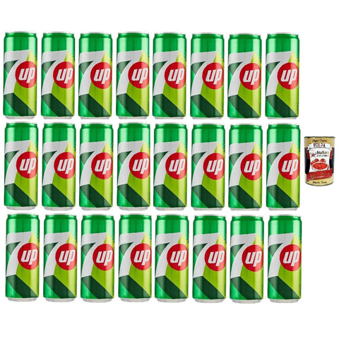 7Up Cola 7UP, soft drink lemonade, Limonade mit Zitronen und Limettengeschmack in dosen aus 100 Prozent recyceltem Material, EINWEG (24 x 33 cl) italienisch Original 8032804040014