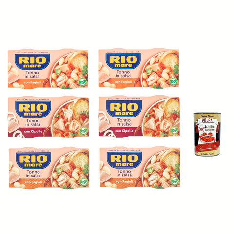 Rio Mare con gusto testpaket fertiggerichte Thunfisch Instant food, Tonno e fagioli, Tonno e cipolle, Tonno e piselli 12x 160g inkl. Italian Gourmet polpa 400g Original italienisch