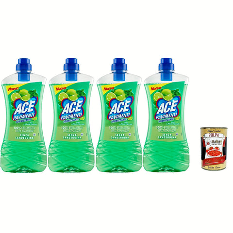 ACE Pavimenti Bodenreiniger Hygiene Limette und Pfefferminze, ohne Bleichmittel reinigt gründlich und bringt Böden zum Glänzen, 4x 1 Lt italienisch Original