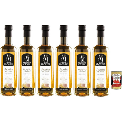 ACE Reiskleie ACE Andrea Milano, Aceto di Riso, Reisessig, Ideales Gewürz für Sushi und Marinade, es passt perfekt zu Fisch und Gemüsegerichten, Säure 5%, 6x 500 ml italienisch Original 8032804040014