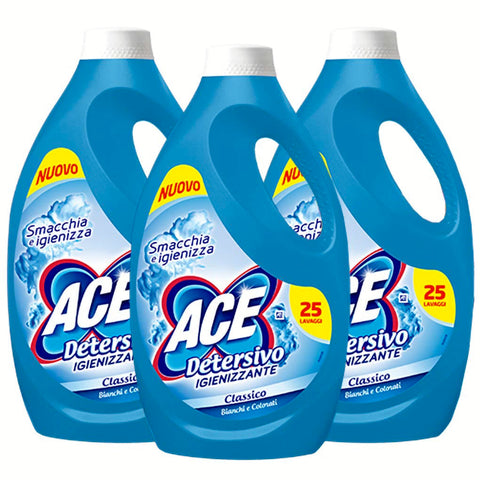 Ace+ Reinigungsmittel 3 x 25 Waschgänge, 3 Stück Wäschepflege italienisch Original