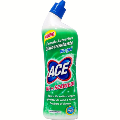 ACE+ WC-Reiniger ACE+ ACE Entkalker WC 12 x Original italienisch inkl. Ablaufgarnitur ohne Bleichmittel Gel 700 ml 8001480020382