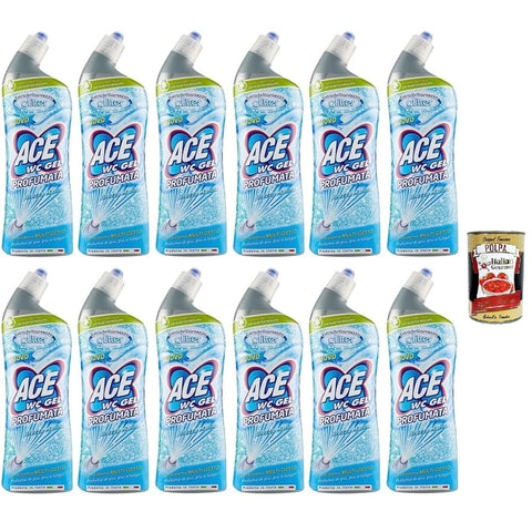 ACE WC-Reiniger ACE Glitter Wc Gel Profumato Brezza Marina,Parfümierter Toilettenreiniger,Extra-Glanzeffekt durch Glitzer, 12x 700ml Original italienisch inkl. Italian Gourmet Polpa 400g