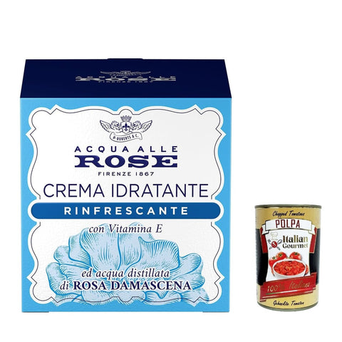 Acqua alle Rose Gesicht Acqua alle Rose Crema Viso Idratante Rinfrescante, mit destilliertem Wasser der Damast Rose, geeignet für normale oder gemischte Haut, 50 ml Original italienisch inkl. Italian Gourmet Polpa 400g 0