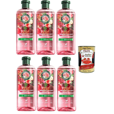 Adorn Shampoo & Conditioner Sets Adorn Herbal Essences Soft and Shiny Shampoo, für trockenes Haar, mit Rosenessenz, vegan 6x250 ml inkl. Italian Gourmet polpa 400g Original italienisch 8700216688499