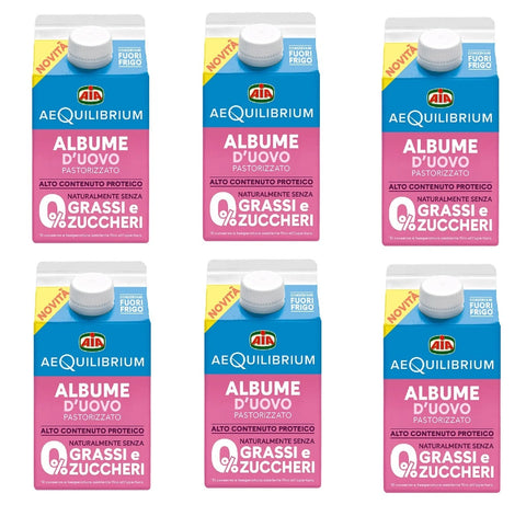 AIA Koch- & Backzutaten 6x Aia AeQuilibrium Albume d'uovo fuori frigo Eiweiß (außerhalb des Kühlschranks) 450 gr
