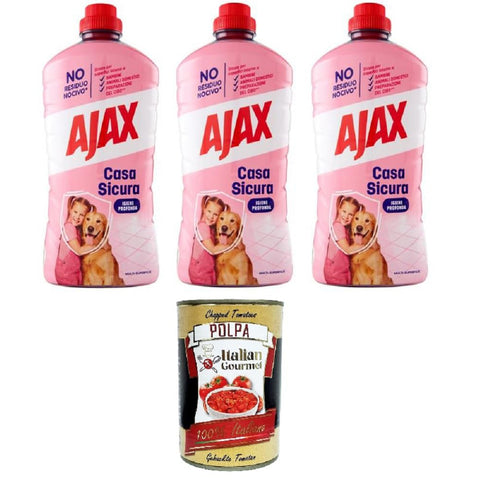 Ajax Casa Sicura Tiefenhygiene-Bodenreiniger 3x950 ml italienisch Original Pastasauce + kostenlos Polpa di Pomodoro