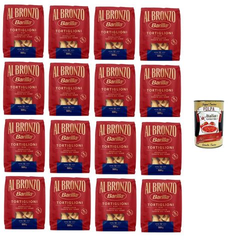 Al Bronzo Nudeln & Pasta Al Bronzo Pasta Tortiglioni Bronze Gezogene Pasta Rohe Verarbeitungsmethode 16x 500gr inkl. Italian Gourmet polpa 400g Original italienisch 8032804040014