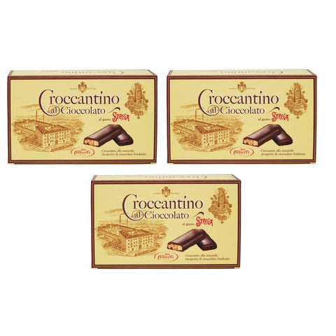 Alberti Strega Croccantino al Cioccolato Strega Croccante alle nocciole ricoperto di cioccolato fondente Knusprig mit 3x 300g italienisch Original