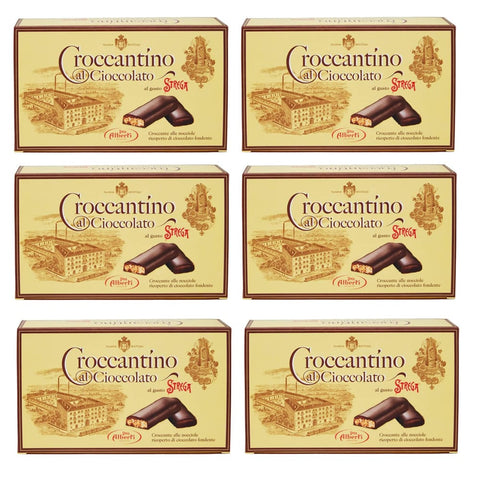 Alberti Strega Croccantino al Cioccolato Strega Croccante alle nocciole ricoperto di cioccolato fondente Knusprig mit 6x 300g italienisch Original