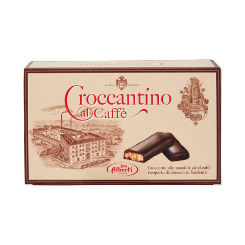 Alberti Knabberartikel Alberti Strega Croccantino al Caffè Croccante alle nocciole e al caffè ricoperto di cioccolato fondente Knusprig mit 300g italienisch Original 8001975045234