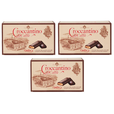 Alberti Knabberartikel Alberti Strega Croccantino al Caffè Croccante alle nocciole e al caffè ricoperto di cioccolato fondente Knusprig mit 3x 300g italienisch Original 8001975045234