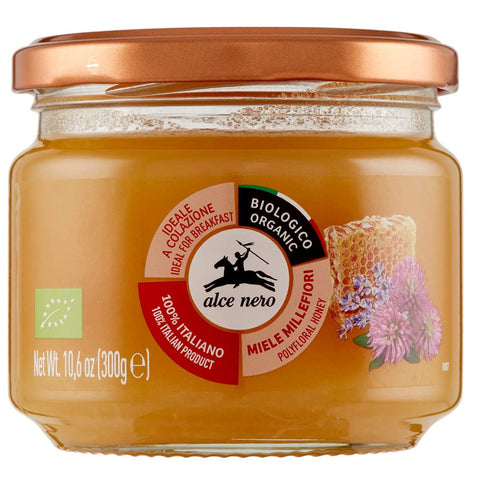 Alce Nero Honig Alce Nero Miele Millefiori Biologico Bio-Wildblütenhonig 100 % italienischer Bio-Honig 300 g italienisch Original 8009004810136