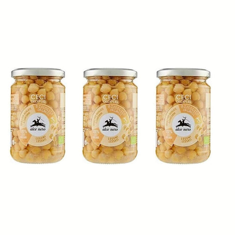 Alce Nero Hülsenfrüchte & Bohnen Alce Nero Legumi Lessi Ceci Gekochte Hülsenfrüchte BIO Kichererbsen 300 gr 3x Original italienisch 8009004908451