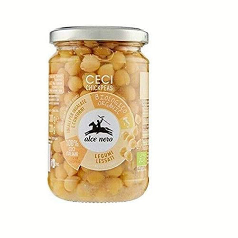 Alce Nero Legumi Lessi Ceci Gekochte Hülsenfrüchte Bio-Kichererbsen Glas 300g Original italienisch