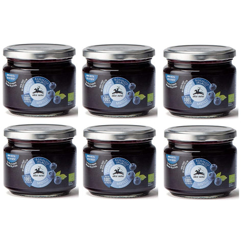 Alce Nero Konfitüren Alce Nero Composta di Mirtilli Biologica Bio Blaubeerkompott mit Bio-Blaubeeren 270g 6x Original italienisch 8009004500020