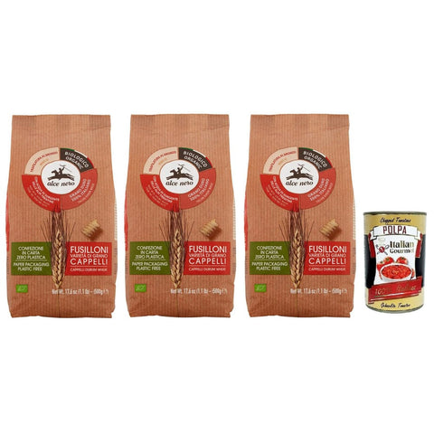 Alce Nero Kurze Pasta Alce Nero Pasta Fusilloni,Bio Hartweizen Nudeln,Mit Bio Cappelli Hartweizen,Angebaut in Italien,Packung mit 500 g italienisch Original 8009004809635