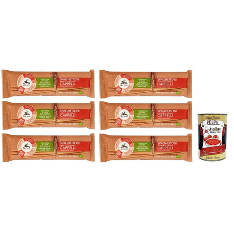 Alce Nero Nudeln & Pasta Alce Nero Pasta Spaghettoni,Bio-Hartweizen Nudeln,Mit Bio-Cappelli-Hartweizen,Angebaut in Italien,Packung mit 500g 6x Original italienisch inkl. Italian Gourmet Polpa di Pomodoro 400g Dose 8009004809659