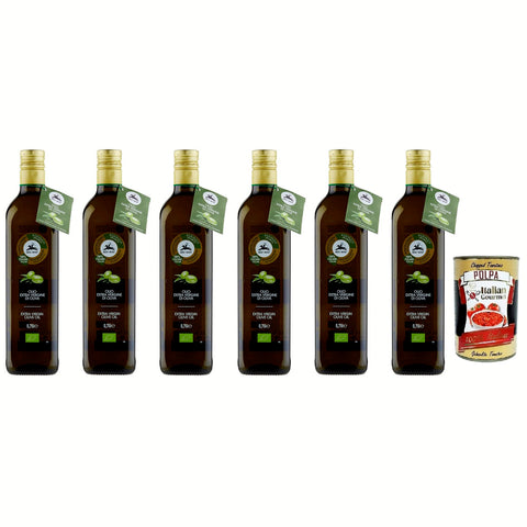 Alce Nero Olio 100 % Bio Natives Olivenöl Extra, mit italienischen Bio Oliven, Glasflasche 6x750ml Original italienisch Feinkost