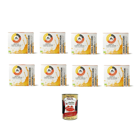 Alce Nero Regenerationsgetränke Alce Nero Bevanda arancia, carota e limone senza zuccheri aggiunti 600ml, Orangen-Karotten-Zitronen-Getränk ohne Zuckerzusatz, 8x600ml Original italienisch inkl. Italian Gourmet Polpa 400g 8032804040014