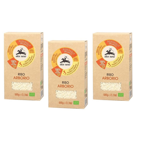Alce Nero Reis Alce Nero Riso Arborio Biologico Bio-Reis 100% Italienischer Reis Ideal für Risottos und Desserts Vakuumverpackung 500g 3x Original italienisch 8009004811027