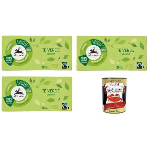 Alce Nero Tee Alce Nero Tè Verde Rinfrescante e aromatico Grüner Tee Erfrischend und aromatisch (Packung mit 20 Filtern) 3x 35gr inkl. Italian Gourmet polpa 400g Original italienisch 8032804040014