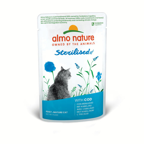 almo nature Katzenfutter Cat Funktionelle Tasche sterilisiert mit Cod 30 x 70g Original italienisch