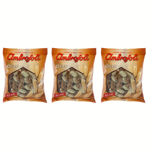 Ambrosoli Orzo Hartbonbons mit Gerste Geschmack Bonbons Beutel 3x 150g Original italienisch