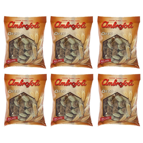 Ambrosoli Frucht- & Kräuterbonbons Ambrosoli Orzo Hartbonbons mit Gerste Geschmack Bonbons Beutel 150 g 6x italienisch Original 8006450022410