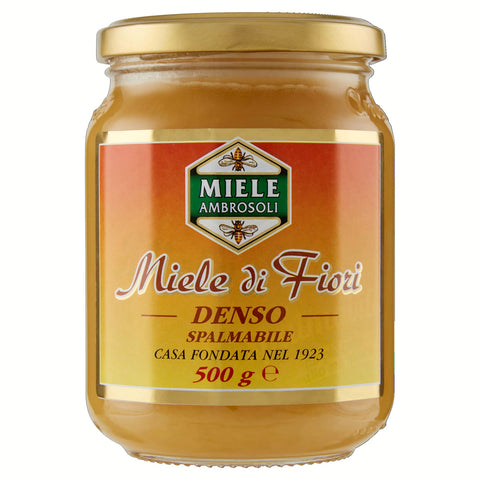Ambrosoli Miele di Fiori Denso Spalmabile Streichfähig Dichter Blütenhonig Honig Glas 1x500g Original italienisch Aufstrich