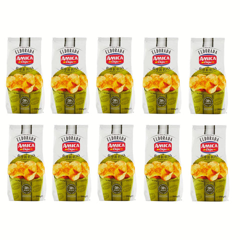 Amica Chips Eldorada con Olio di Oliva Kartoffelchips mit Olivenöl glutenfreie knusprige Kartoffel chips 10x130g Original italienisch Snack