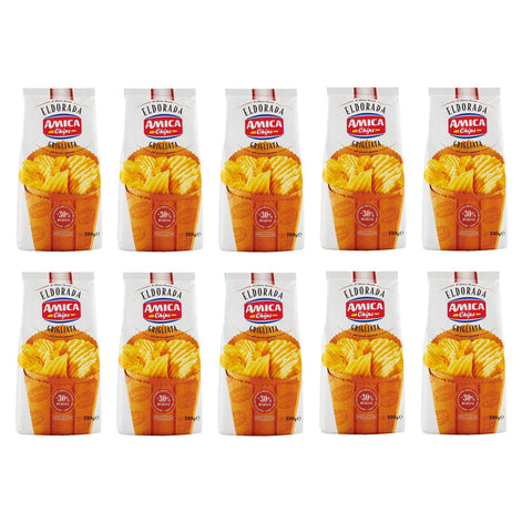 Amica Chips Eldorada Grigliata Salzige Kartoffelchips mit gewelltem Schnitt glutenfreie knusprige Kartoffel chips 130 g 10x italienisch Original