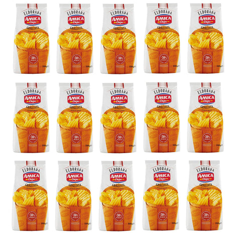 Amica Chips Eldorada Grigliata Salzige Kartoffelchips mit gewelltem Schnitt glutenfreie knusprige Kartoffel chips 130 g 15x italienisch Original