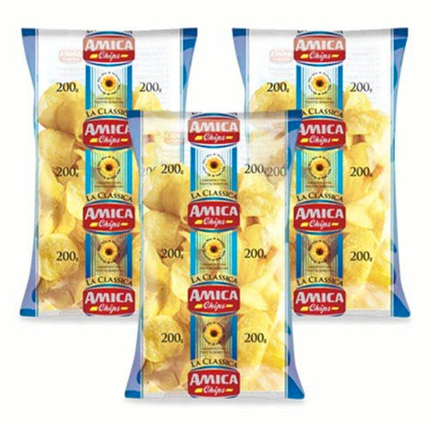 Amica Chips Patatine salate 'Kartoffelchips gesalzen' 3x500g Original italienisch Snack