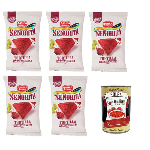 Amica Chips Brot & Backwaren Amica Chips Señorita Tortilla mit Rote Bete 5x170 g Original italienisch inkl. Italian Gourmet Polpa 400g 8008714003104