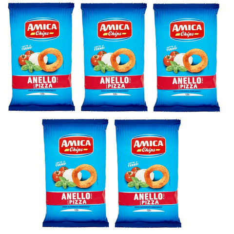 Amica Chips Anello Pizza Mais Snacks mit Pizzageschmack Salziger Snack 125 g Beutel italienisch Original