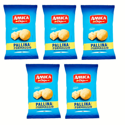 Amica chips Pallina al Formaggio Mais- mit Käsegeschmack Salziger Beutel 125 g 5x italienisch Original Kartoffelchips
