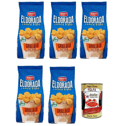 Amica chips Eldorada Grigliata Salzige Kartoffelchips mit gewelltem Schnitt glutenfreie knusprige Kartoffel chips 5x 130g italienisch Original