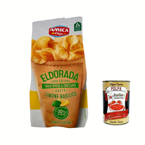 Amica Chips Chips Amica Chips Eldorada Salzige Kartoffelchips mit Zitrone und Basilikum 130 g glutenfreie knusprige Kartoffel chips italienisch Original 8008714007416