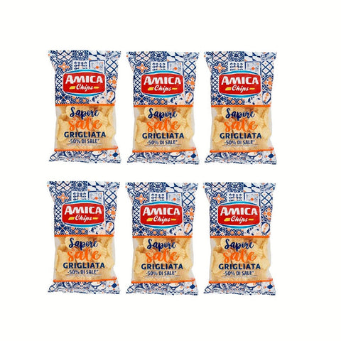 Amica chips Sapore di sale Grigliata 50% di sale Gegrillte Kartoffelchips 50% Salz 6x 175 g italienisch Original
