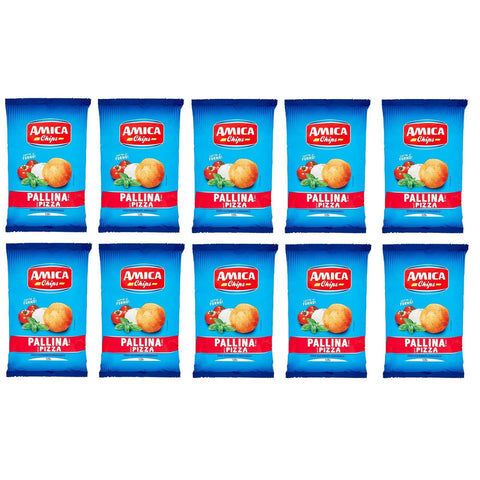 Amica chips Pallina Pizza Mais Snacks mit Pizzageschmack Salziger Snack Beutel 10x 125g italienisch Original