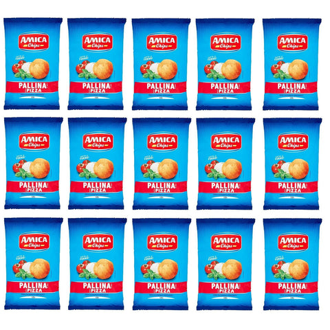 Amica chips Pallina Pizza Mais- mit Pizzageschmack Salziger Beutel 125 g 15x italienisch Original Kartoffelchips