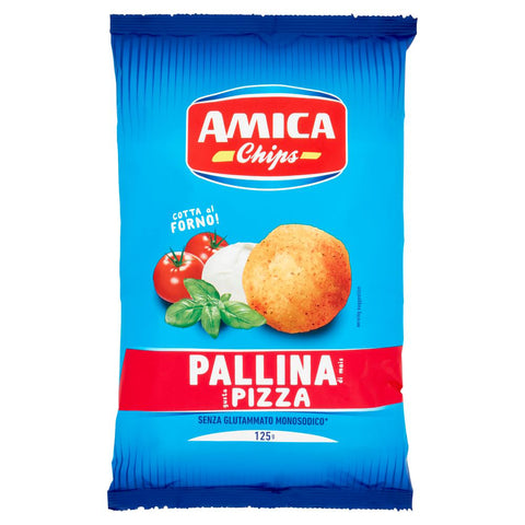 Amica chips Pallina Pizza Mais Snacks mit Pizzageschmack Salziger Snack Beutel 5x 125g italienisch Original