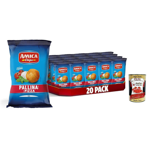 Amica chips Snack Kuchen & Backwaren Amica chips Patatine Palline al Gusto Pizza Mais Bälle chips gebackene Mais Snacks mit Sonnenblumenkernöl 20 x 125 g italienisch Original 8008714006365