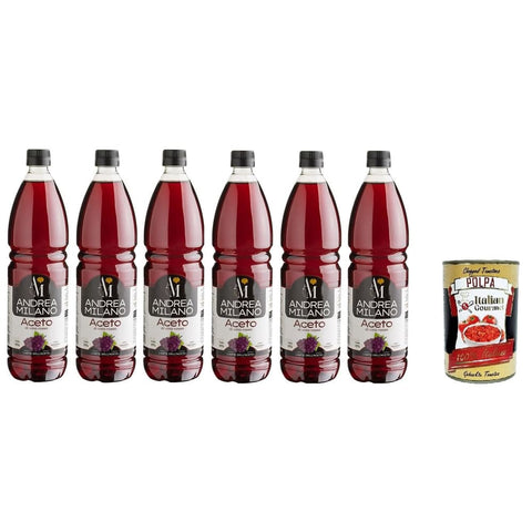 Andrea Milano Öl, Essig & Dressings Andrea Milano Rotweinessig 1lt 6x inkl. Italian Gourmet polpa 400g Original italienisch 8003407156181