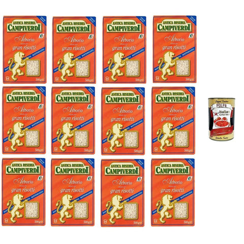 Antica Riseria Campiverdi- Koch- & Backzutaten Antica Riseria Campiverdi- Riso Arborio Ideal für tolle Risottos 12x500gr Original italienisch inkl. Italian Gourmet Polpa 400g 8032804040014