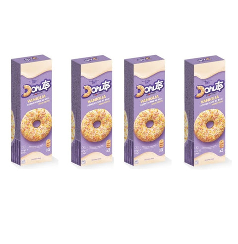Antico Caffe' Novecento Donuts 4x Cuorenero 3 Donuts Vanillegeschmack | Nicht gebratene Donuts glutenfrei im Fall | Donuts mit Vanillegeschmack | Vanille Snack 111 Gramm italienisch Original 8019980029743