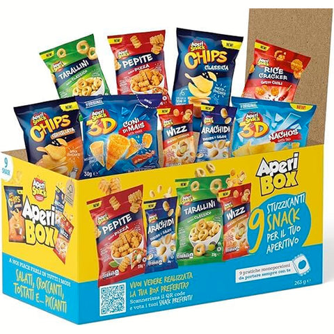 APERIBOX 9 Schachtel Chips und herzhafte Snacks Geschenkidee 2023 6x263g Original italienisch