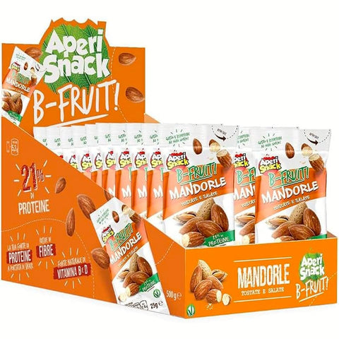 Aperisnack Patatine Chips Aperisnack B-Fruit Mandorle tostate e salate Geröstete und gesalzene Mandeln, 20 Einzelportionen à 25 g